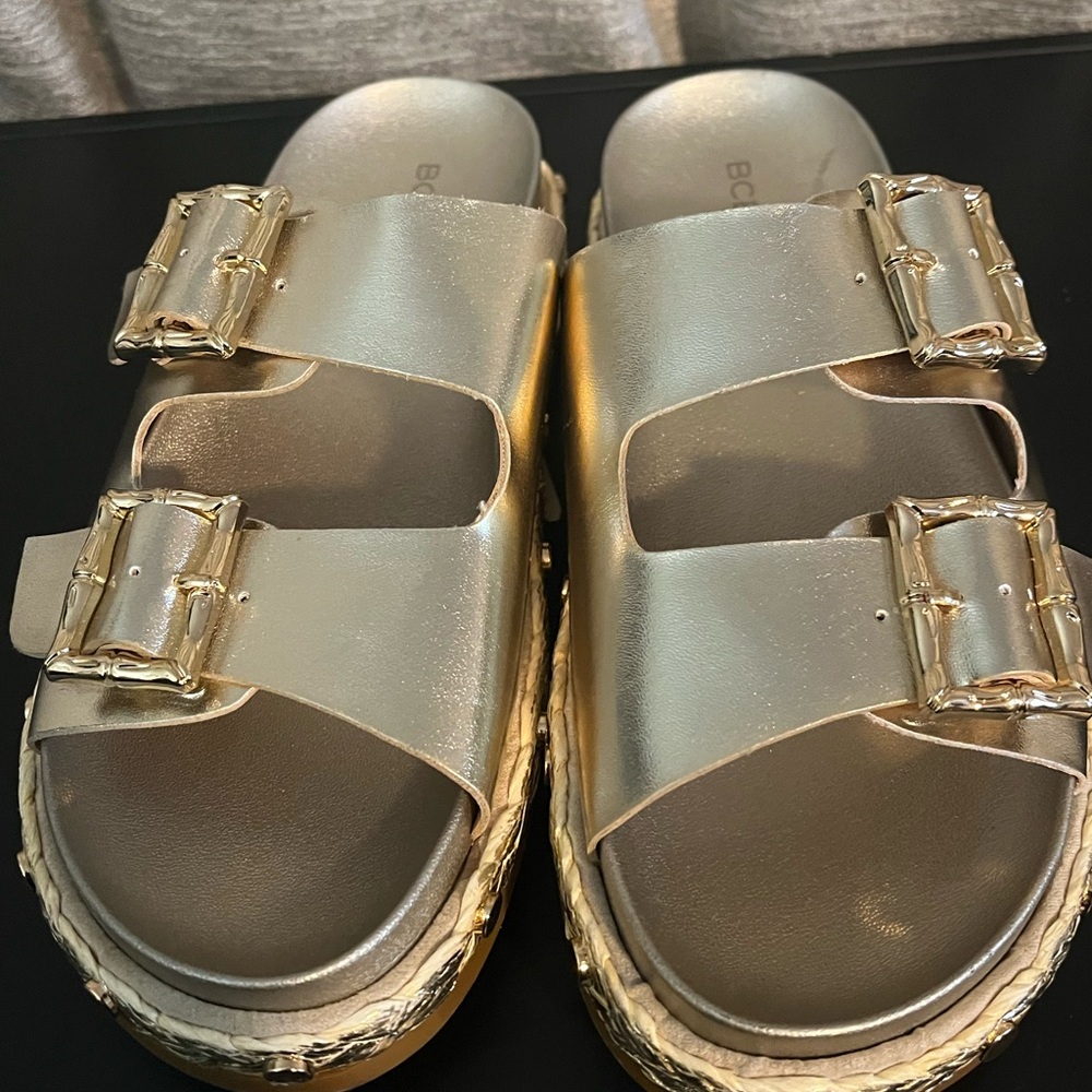 BCBG Gold Women's Slide Sandals
